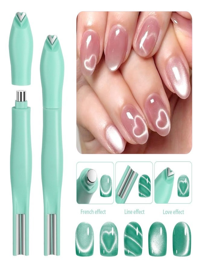 JERCLITY 1 Pieces Light Green Cat Eye Magnet for Nails 3 in 1 Heart Magnet for Cat Eye Gel Polish Heart Magnets for Nails - Image 3